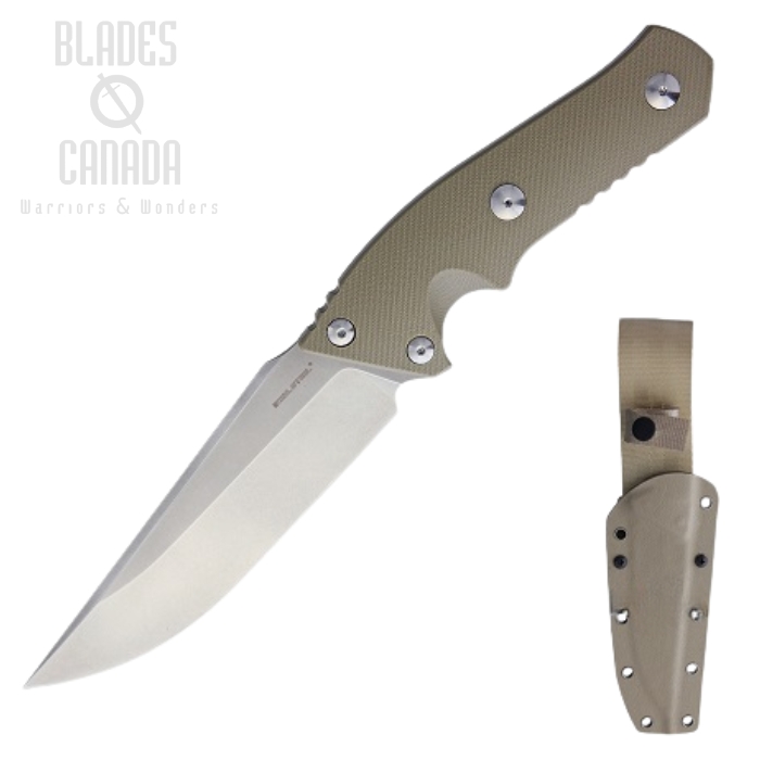 Real Steel Sorrow Fixed Blade Knife, D2, G10 Coyote, Kydex Sheath, 3822